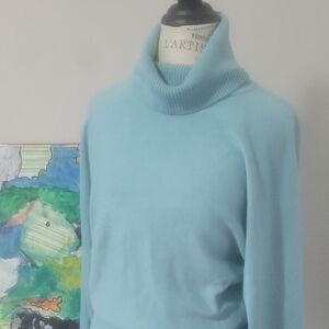 Elegant Sky Blue Turtleneck Sweater